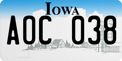 IA license plate AOC038