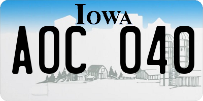IA license plate AOC040