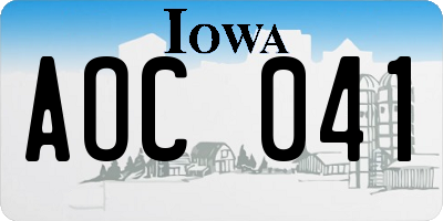 IA license plate AOC041