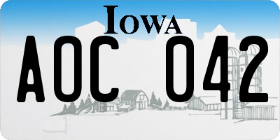 IA license plate AOC042