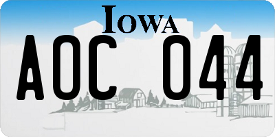 IA license plate AOC044