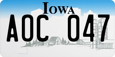IA license plate AOC047