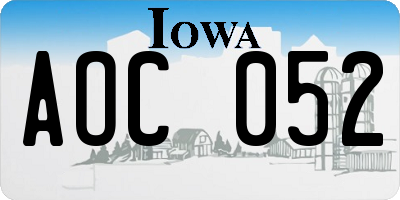 IA license plate AOC052