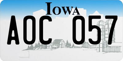 IA license plate AOC057