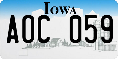 IA license plate AOC059