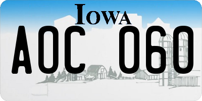 IA license plate AOC060