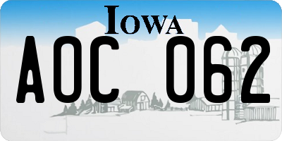 IA license plate AOC062