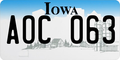 IA license plate AOC063
