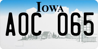 IA license plate AOC065