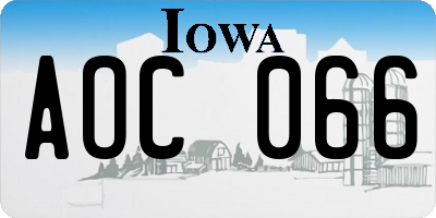 IA license plate AOC066