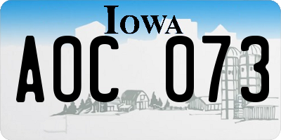 IA license plate AOC073