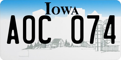 IA license plate AOC074
