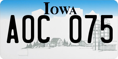 IA license plate AOC075
