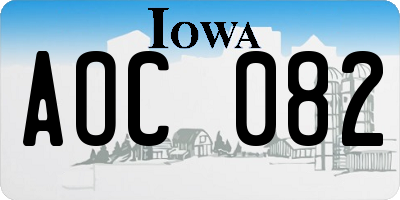 IA license plate AOC082