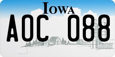 IA license plate AOC088