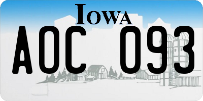 IA license plate AOC093