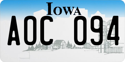 IA license plate AOC094
