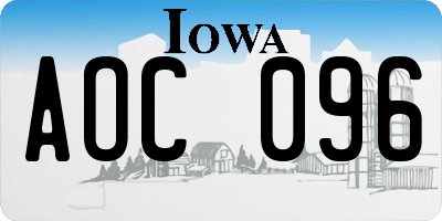 IA license plate AOC096