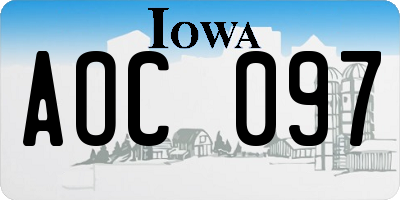 IA license plate AOC097