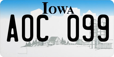 IA license plate AOC099