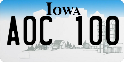 IA license plate AOC100