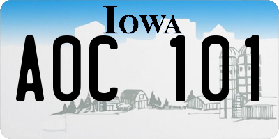 IA license plate AOC101