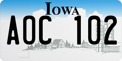 IA license plate AOC102