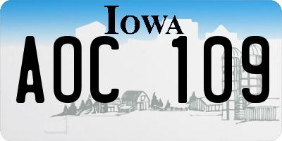 IA license plate AOC109