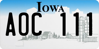 IA license plate AOC111