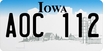 IA license plate AOC112
