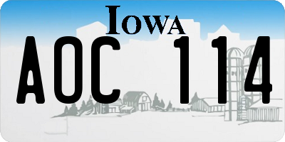IA license plate AOC114