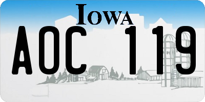 IA license plate AOC119