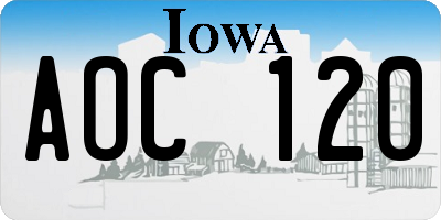 IA license plate AOC120