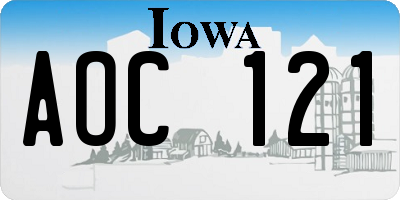 IA license plate AOC121