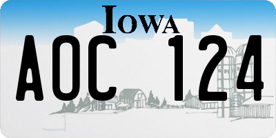 IA license plate AOC124