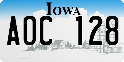 IA license plate AOC128