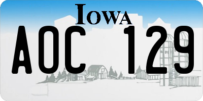 IA license plate AOC129