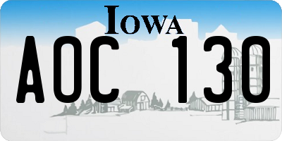 IA license plate AOC130