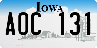IA license plate AOC131
