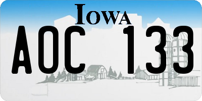IA license plate AOC133