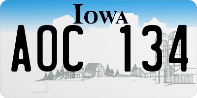 IA license plate AOC134