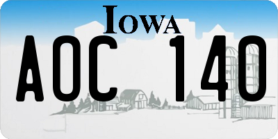 IA license plate AOC140