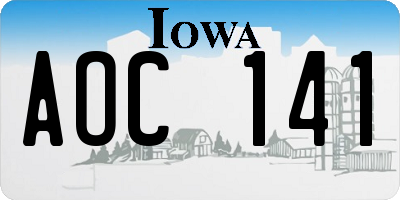 IA license plate AOC141