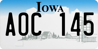 IA license plate AOC145
