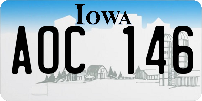 IA license plate AOC146