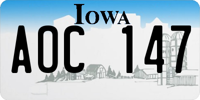 IA license plate AOC147