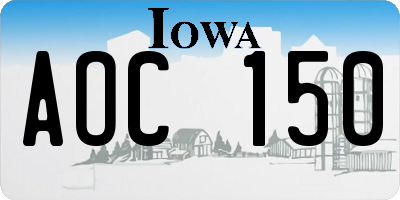 IA license plate AOC150