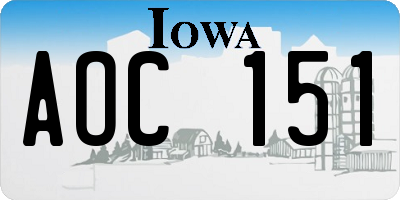 IA license plate AOC151