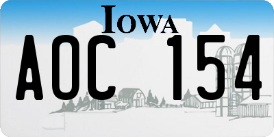 IA license plate AOC154