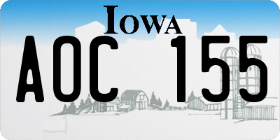 IA license plate AOC155